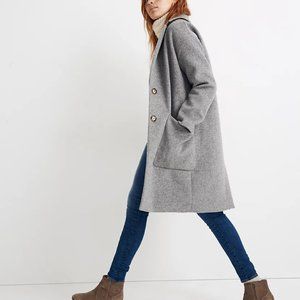 Madewell Elmcourt Wool Patch Pocket Long Coat Gray